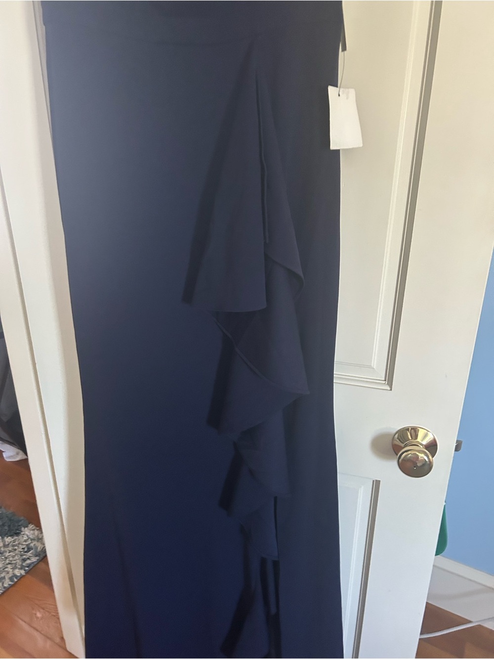 Lulu's Navy Ruffle-Front Maxi Gown - Picture 2 of 6